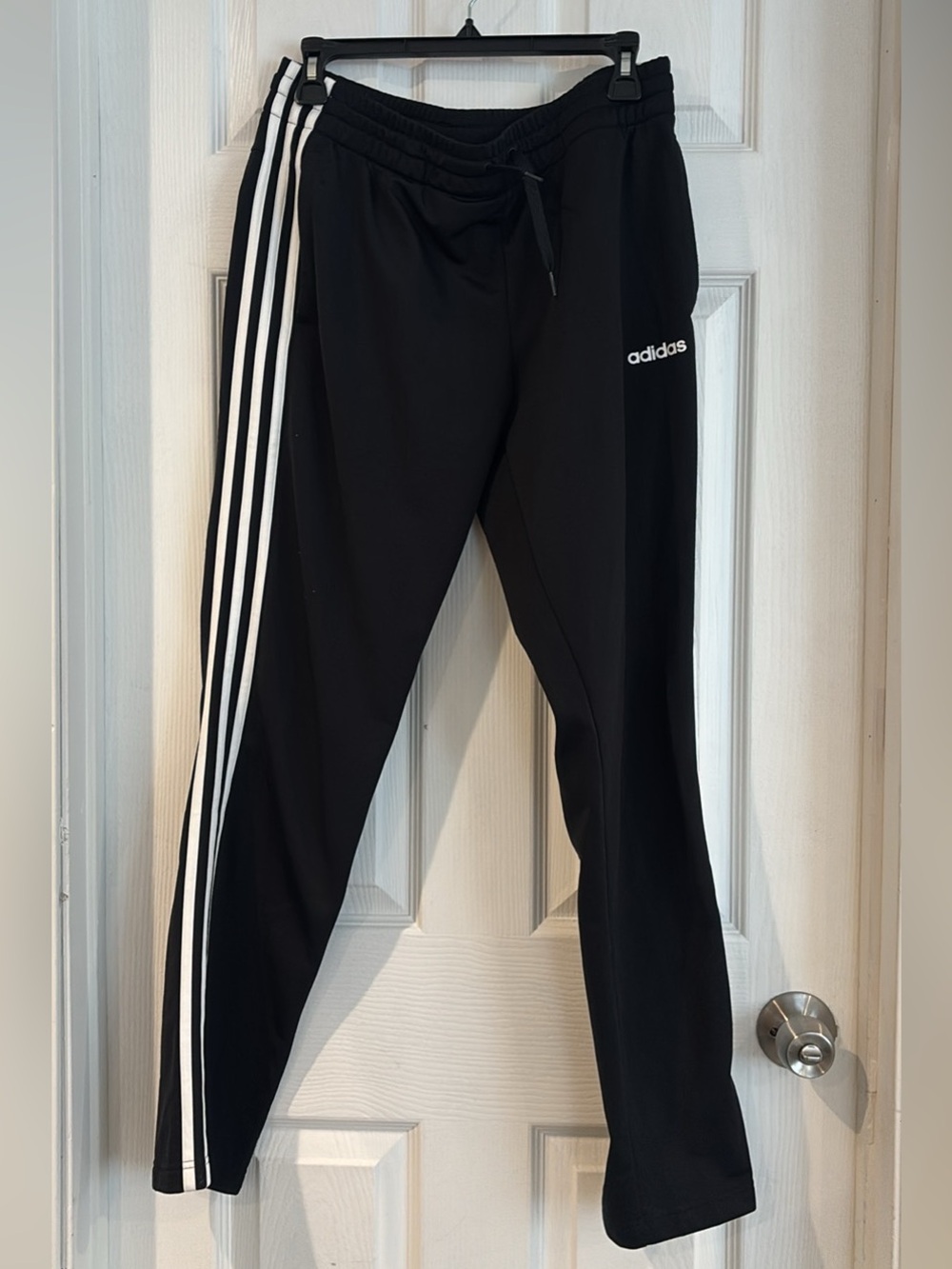 adidas Black Sweatpants with White Side Stripes - women’s